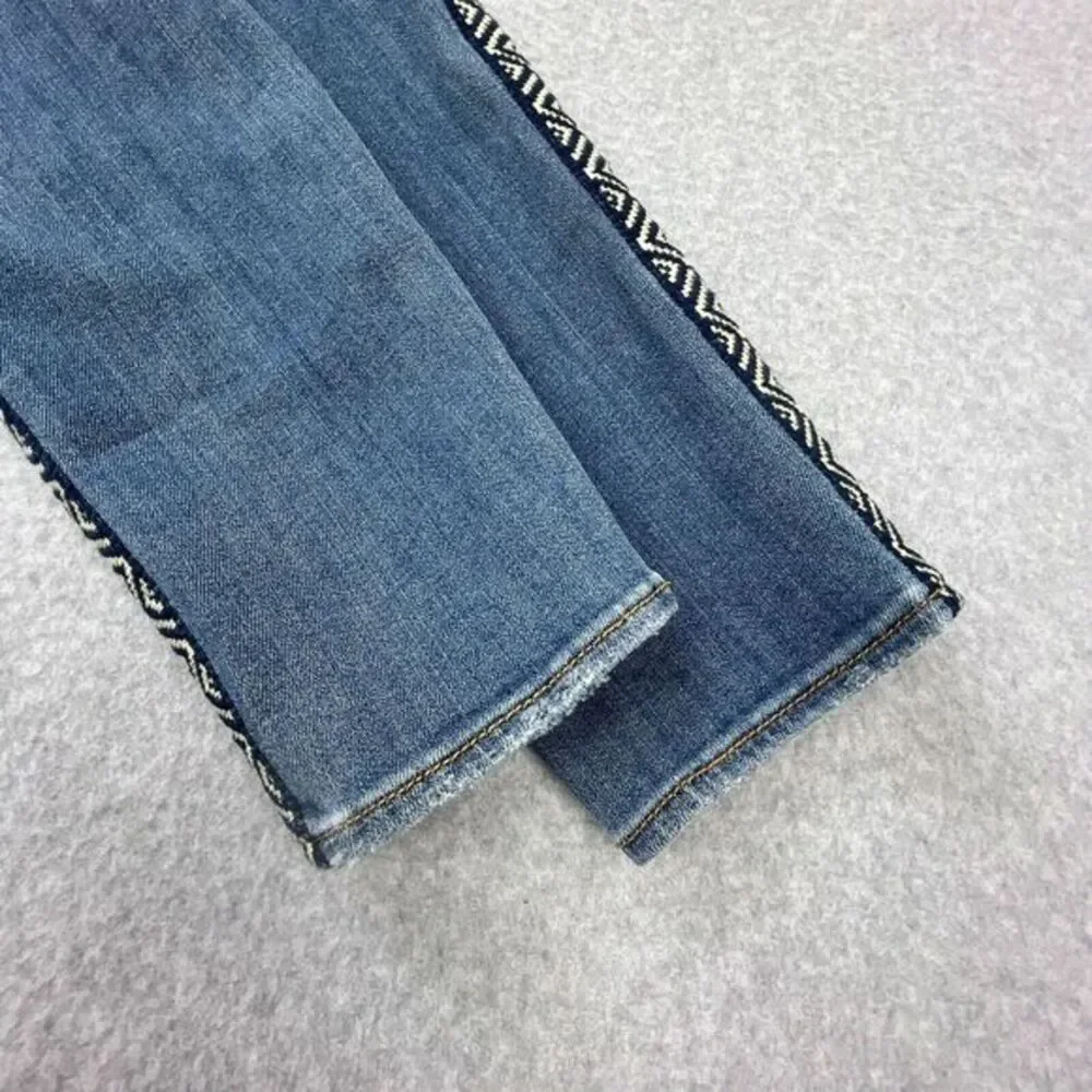 Driftwood Jackie High Rise Jeans Womens Sz 28 x 28 Geometric Stripe Embroidered - Picture 15 of 15